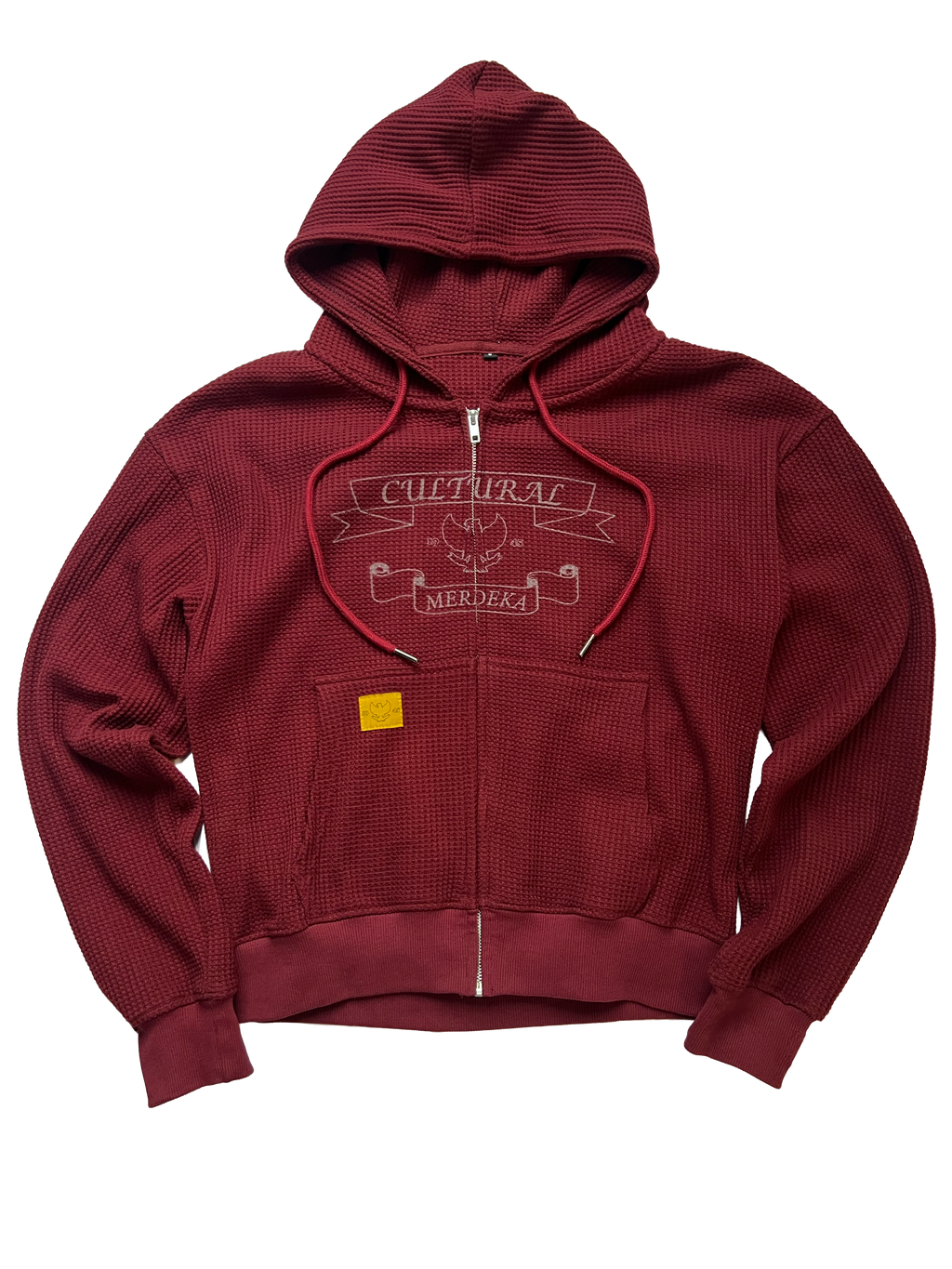 WAFFLE KNIT ZIP UP (BORDEAUX)