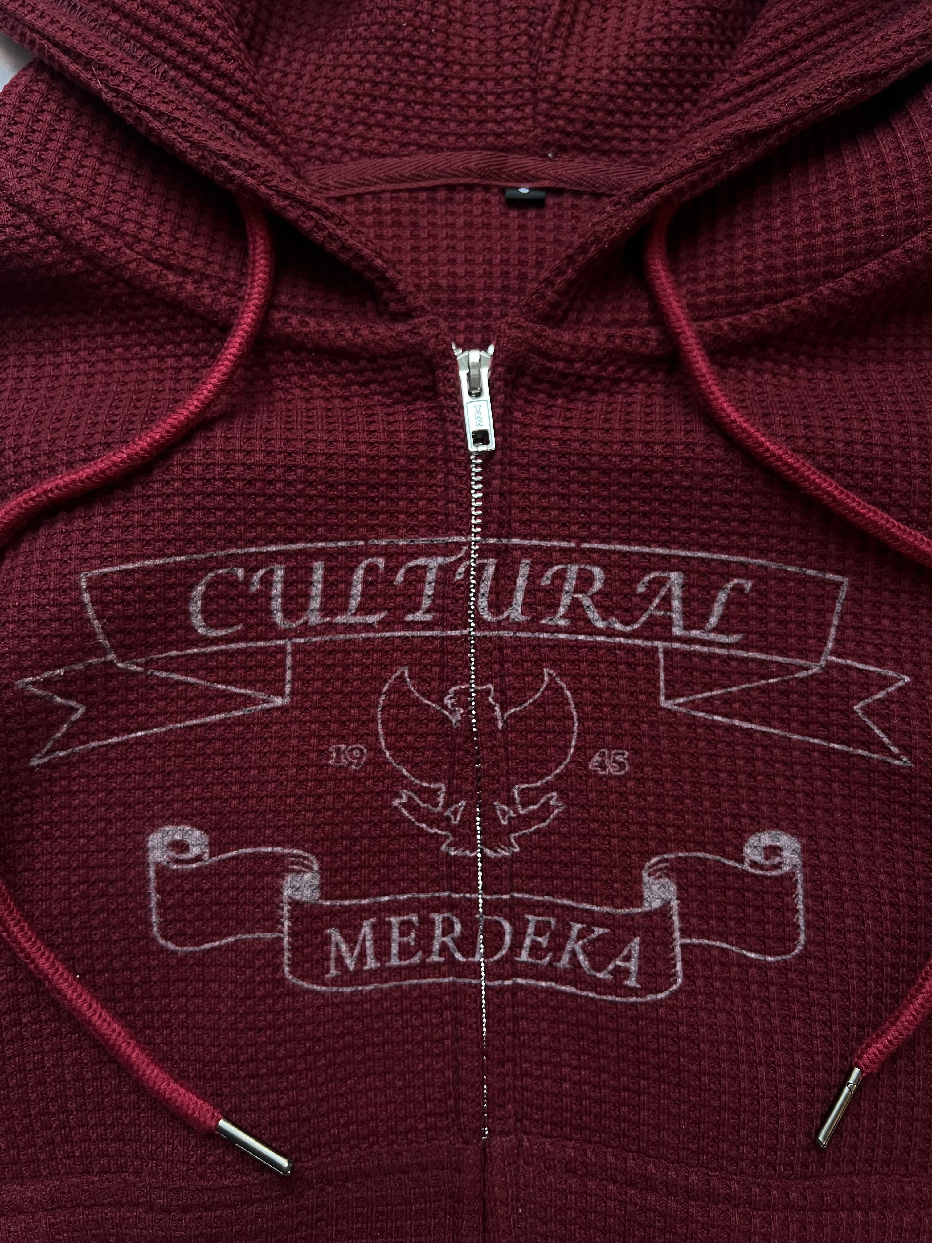 WAFFLE KNIT ZIP UP (BORDEAUX)