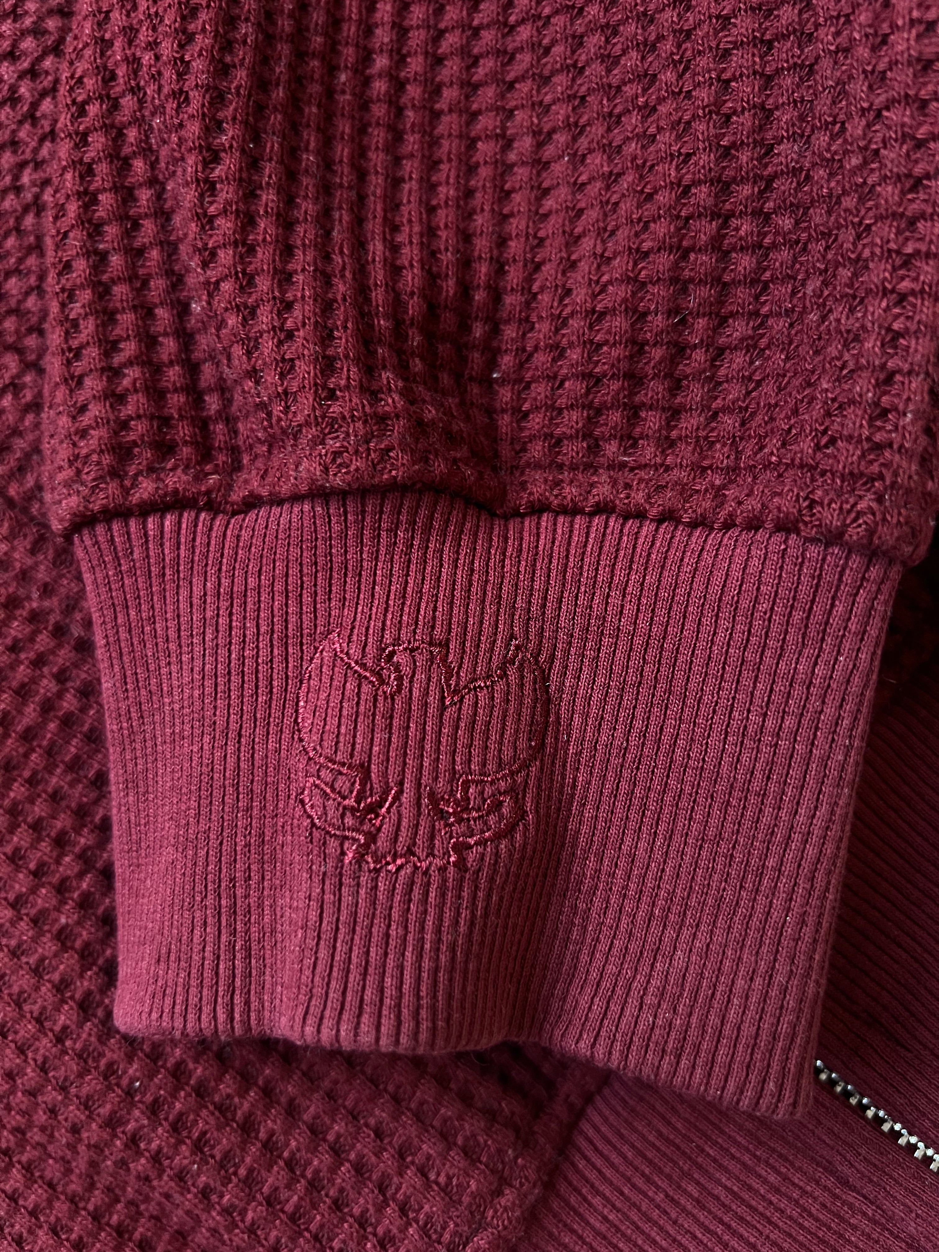WAFFLE KNIT ZIP UP (BORDEAUX)